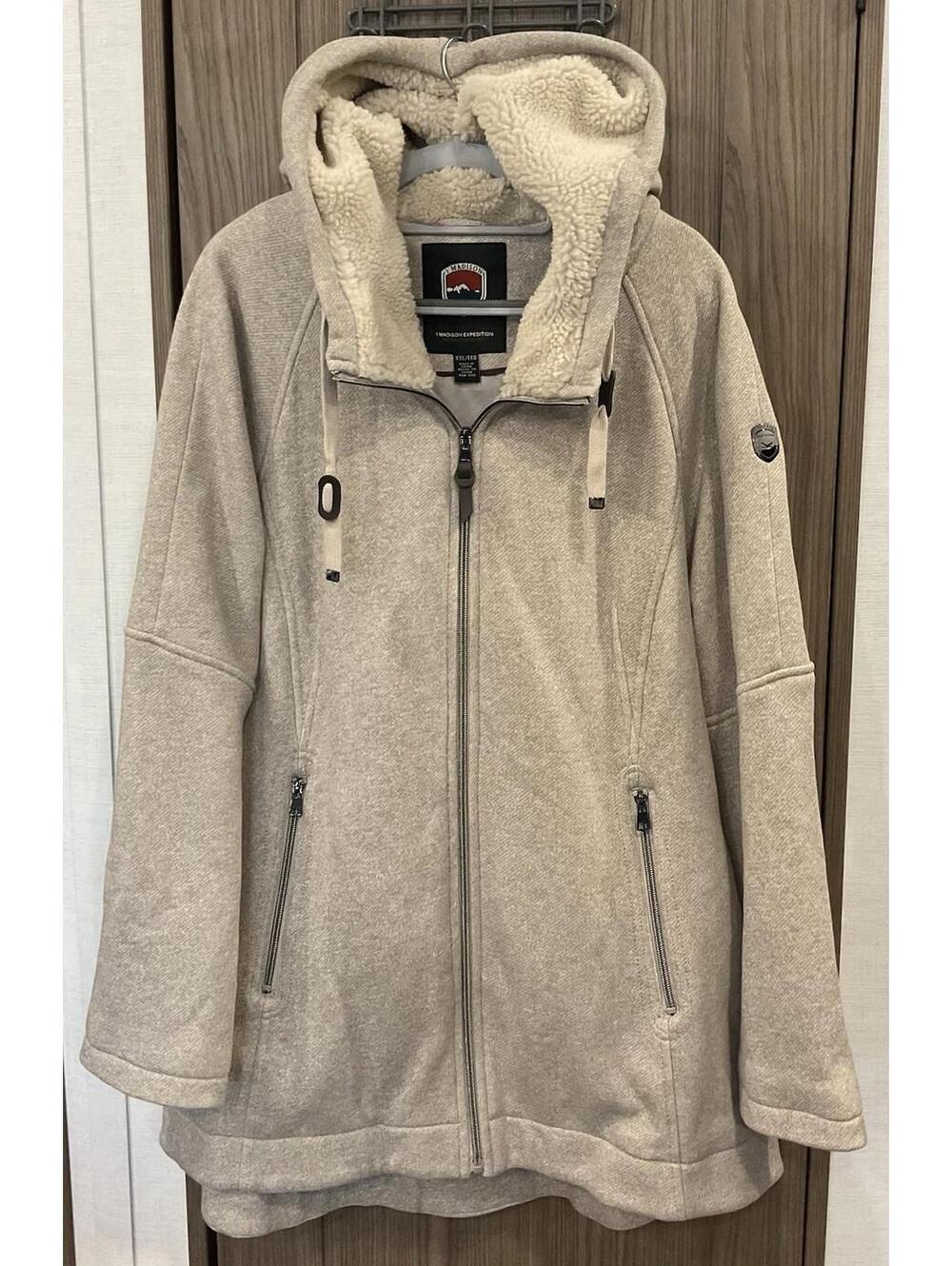 1 Madison Expedition Womens Tan ZIP Up Hoodie Jacket Size XXL